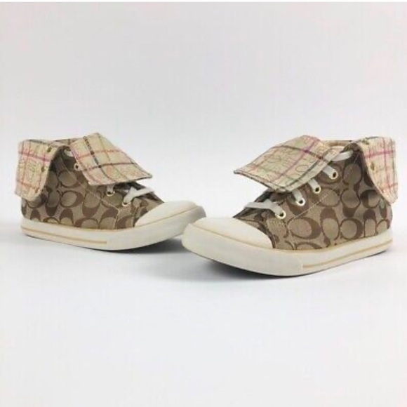 Coach Bonney Graffiti High Top Fold Over Sz 8 Sneakers Canvas Laced RARE - Picture 9 of 12